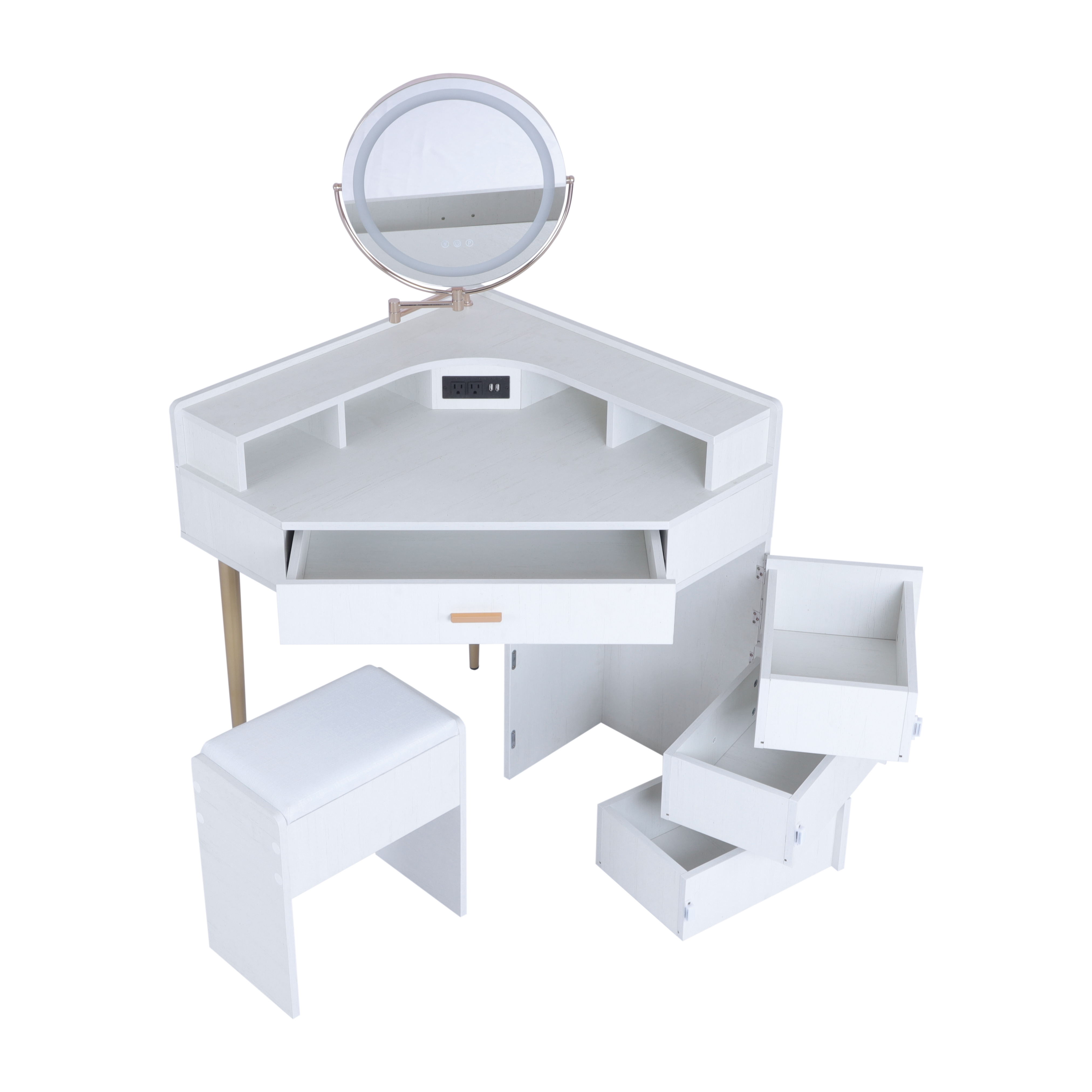 White Dressing Stool + Dresser Set White Dressing Stool + Dresser Set